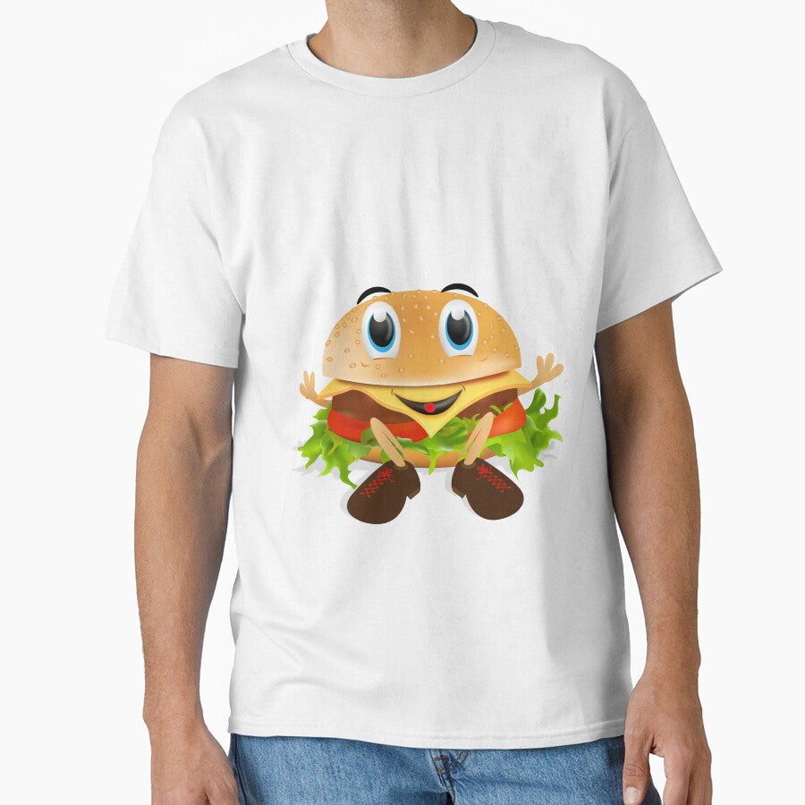 Kawaii Smiling Blue-Eyed Cheeseburger Funny Food Gift by CLC54