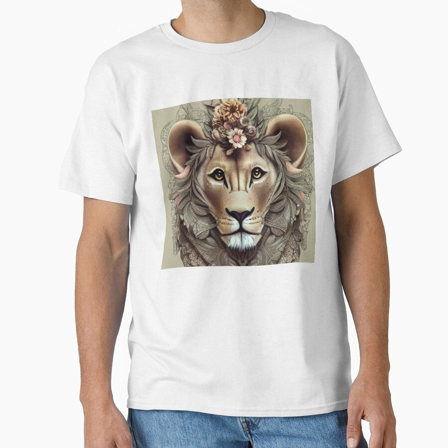 Lion with exotic flowers by Huesoffun