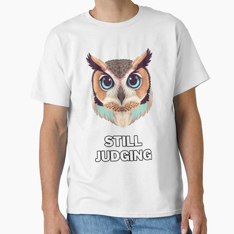 Still Judging – Cute Owl Illustration with Ironic Quote by Purdiole-art