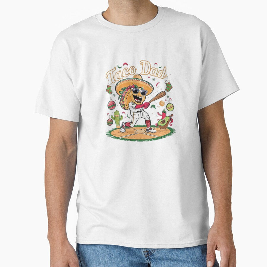 Taco Dad Hitting Baseball with Sombrero and Sunglasses by love3617
