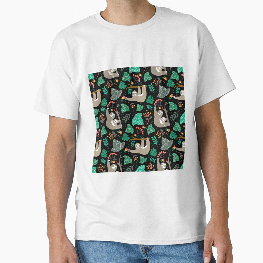 Sloth Mom And Baby Jungle Palm Trees by HauckClothing