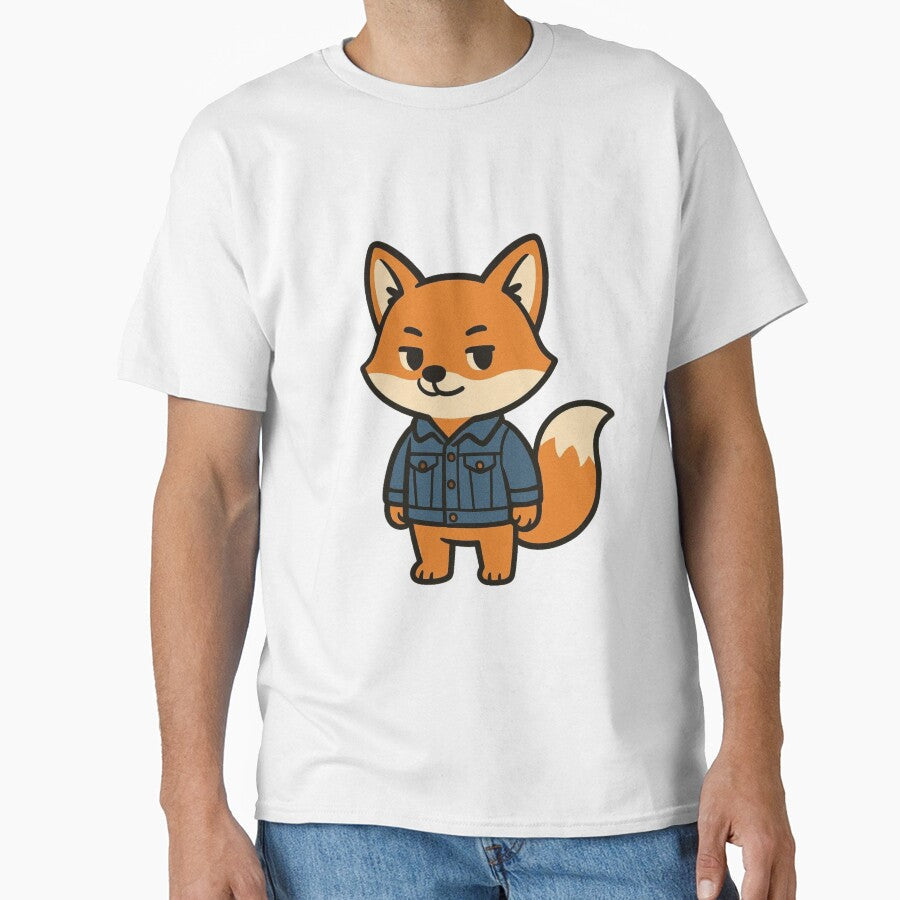 Cool Fox in Classic Denim Jacket – Trendy Woodland Animal Illustration by Confuzz1ed