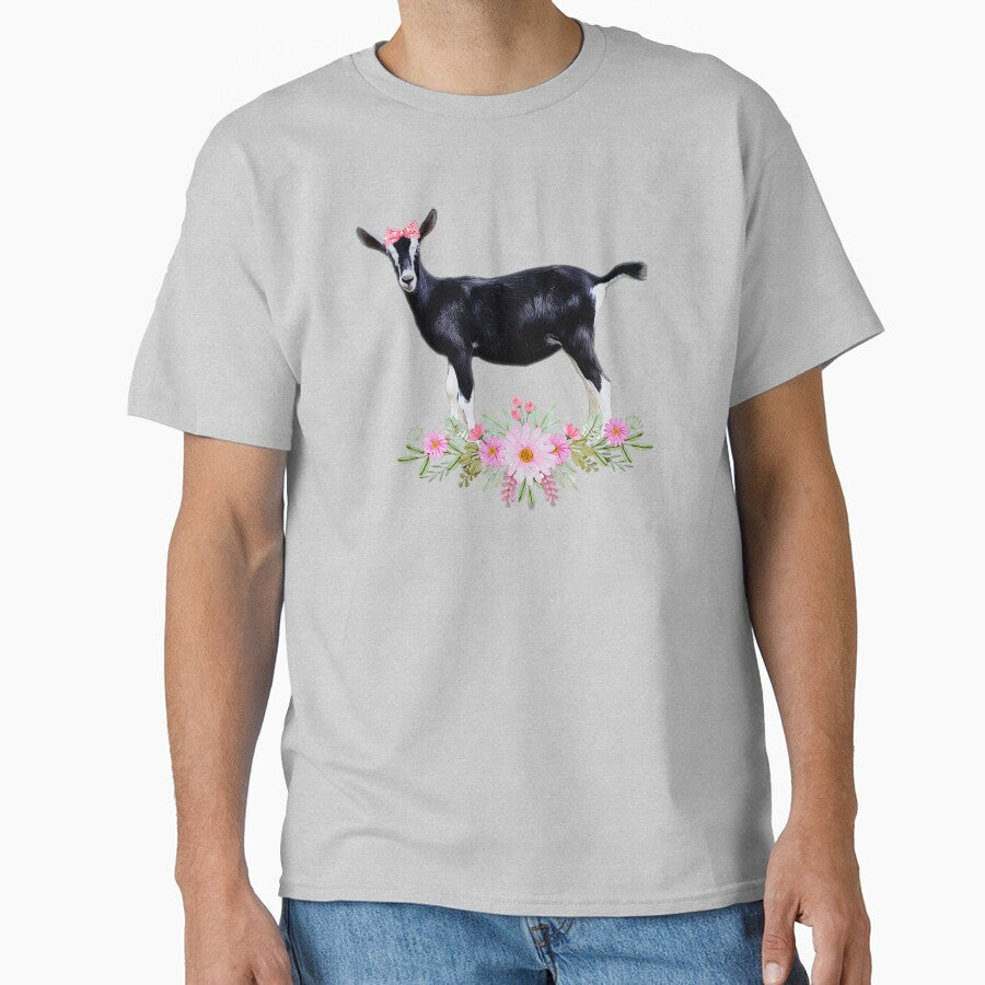Alpine goat, Cute baby goat with bow and flowers by CritterCapers