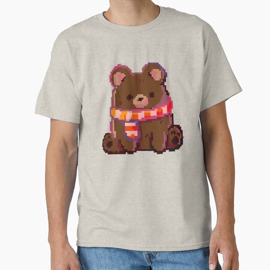 Pixel art Bear wearing scarf by Artofmayara