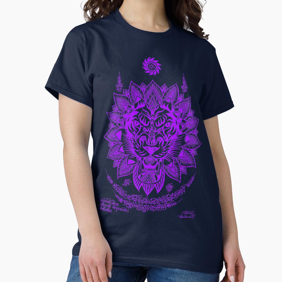 Thai traditional art of Talisman Tiger face Purple color. by AmornGallery