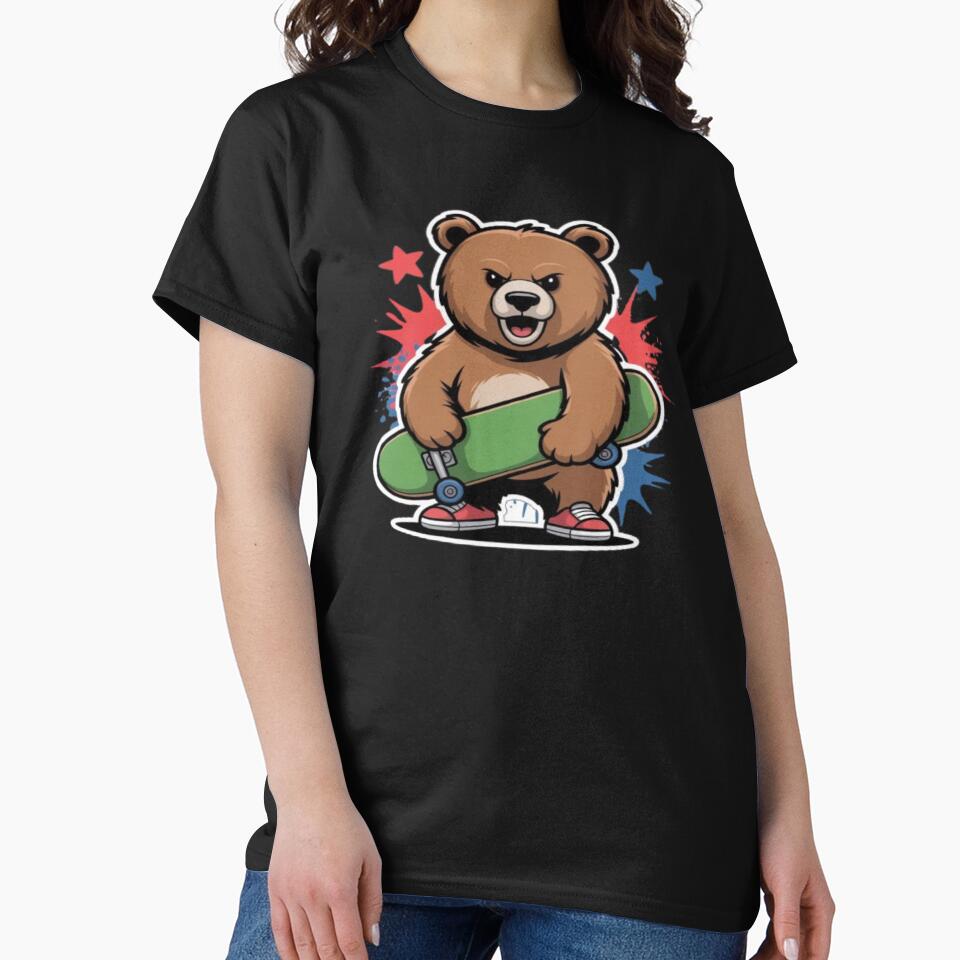 Cool Skater Bear - Cute Skateboard Animal Art by DailySparks