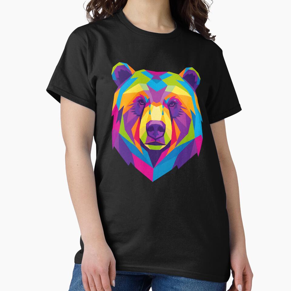 COLORFUL GEOMETRIC BEAR FACE by infinitearte