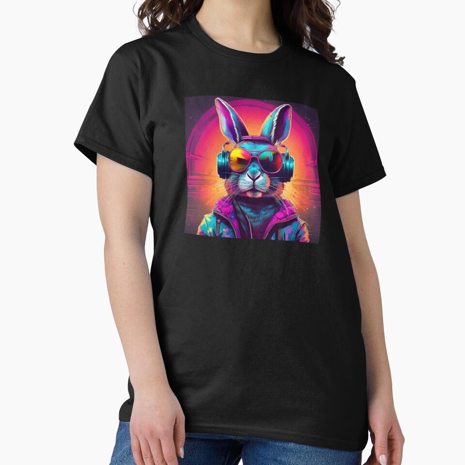 Rabbit in Headphones and Shades Synthwave by Boxing Kangaroo Retail Company