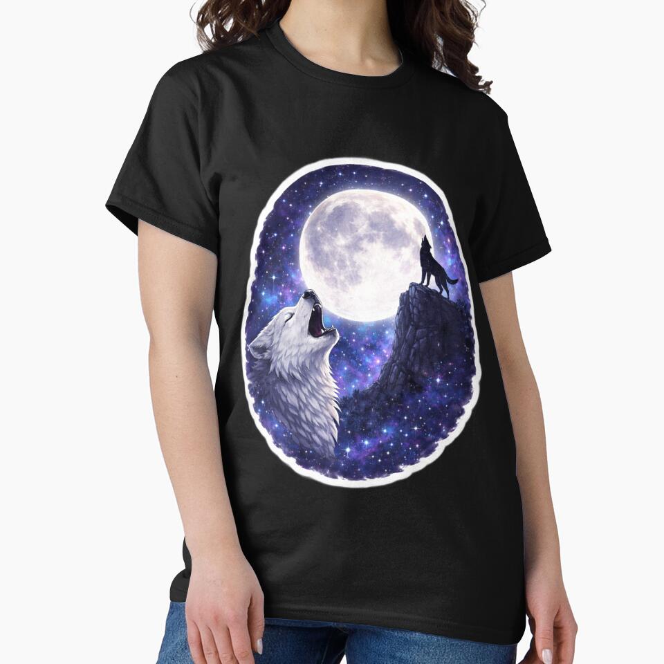 Two Howling Wolves Moon – Wolf Cliffside Sky by ClutchCassidyTees