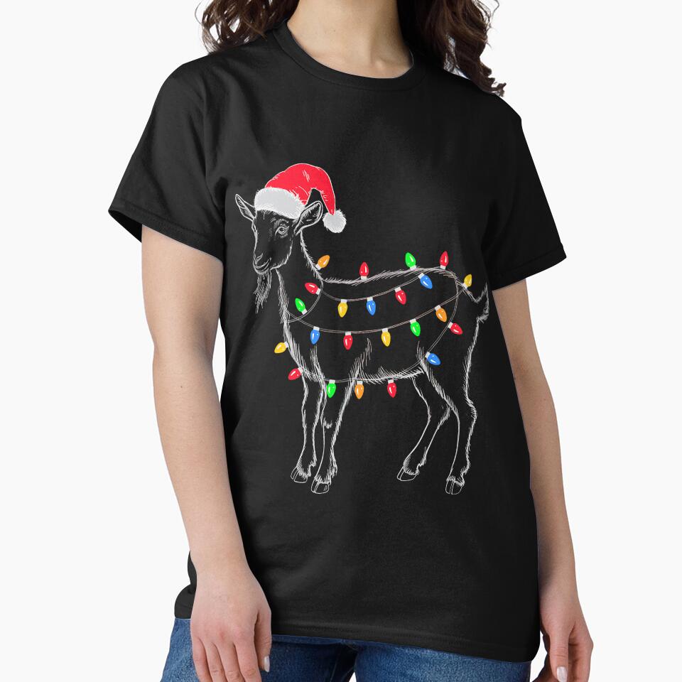 Goat Christmas Lights Santa Holiday Sketch by clarabersetart