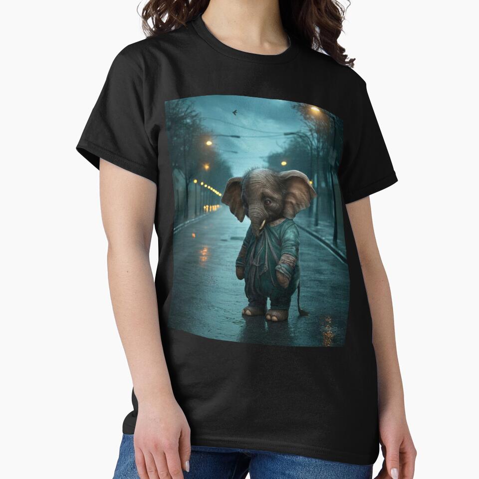Elephant Portrait. sad elephant, raining street by ElephantVibes
