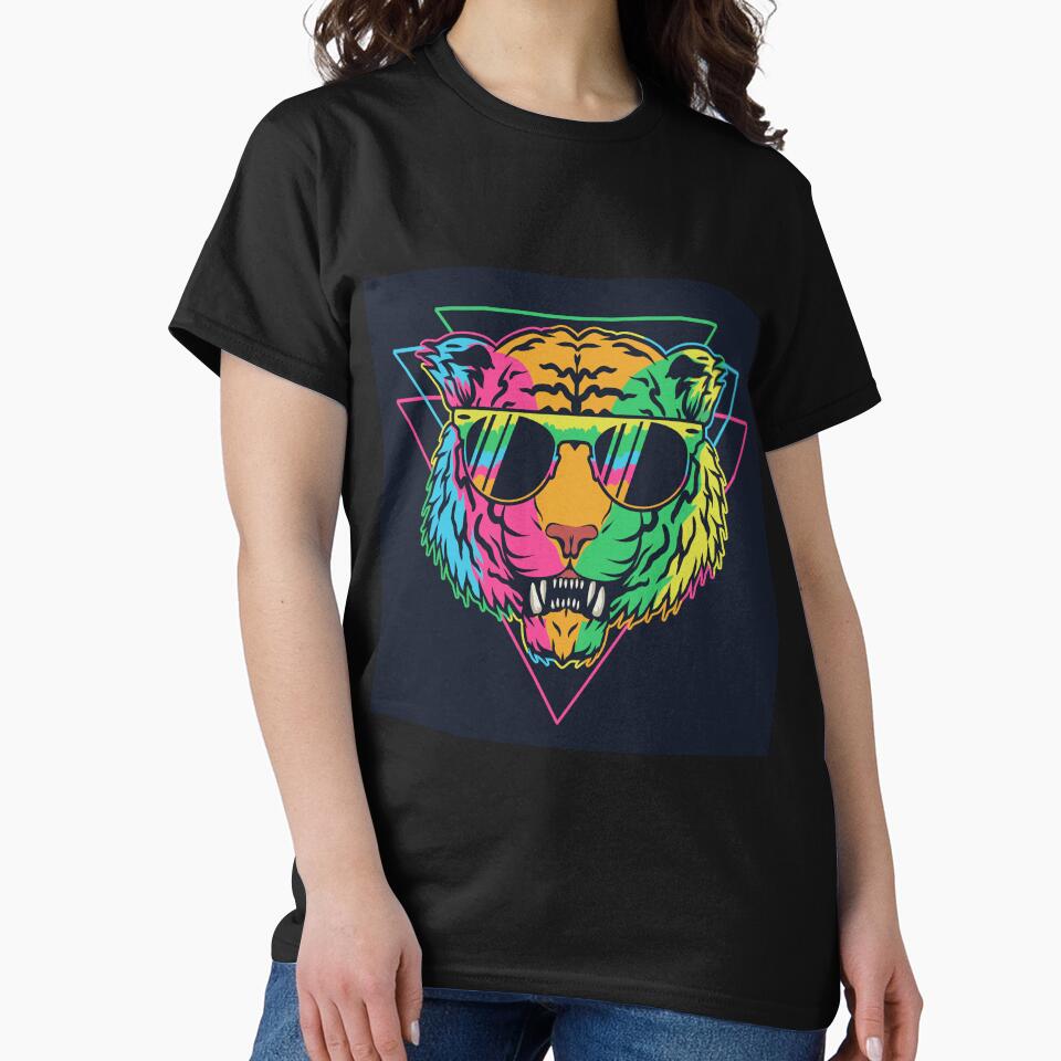 Colourful Tiger Sunglasses Art - Neon Rainbow Tiger - Cool Pop Art Design by leen12 Art Designs Prints
