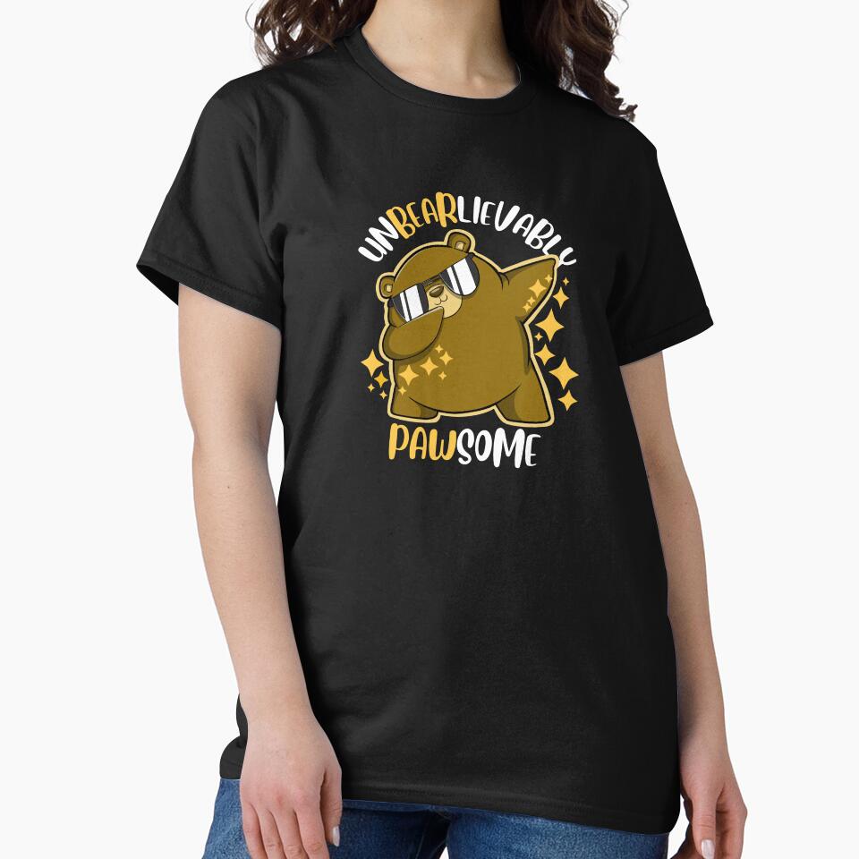 Unbearlievably Pawsome cool bear dabbing and shining with smile by The magic  Yellow bus