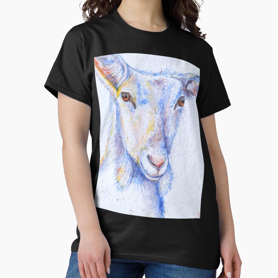 Watercolor goat painting by Stephanie  Skeem