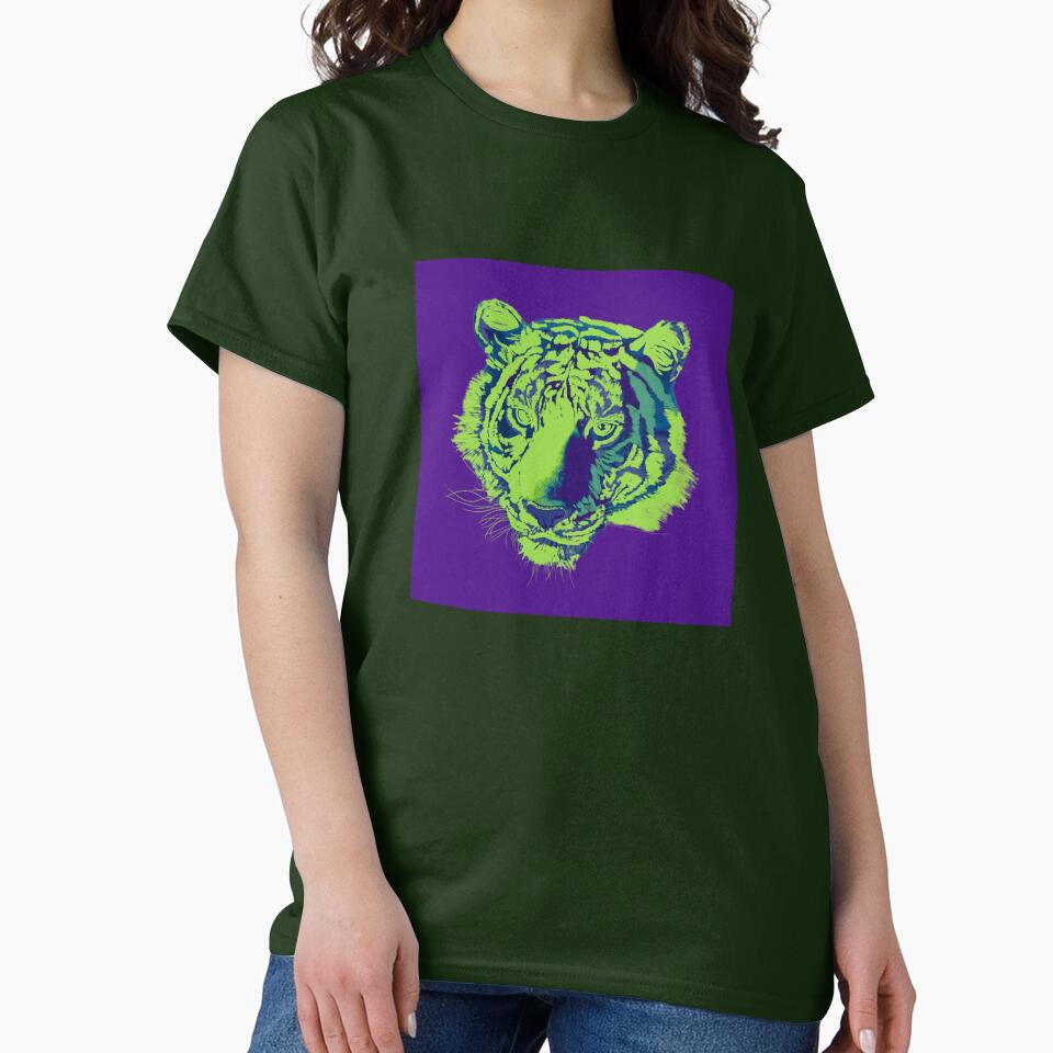 Tiger portrait (purple green) by Isabelle-T
