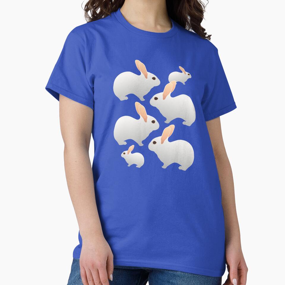 Cute Bunny Rabbit Family Pattern (on blue) by Davey's Designs
