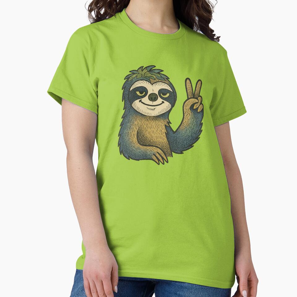 Hippie Sloth Peace Sign Groovy Retro Chillout Vibe Design by FrictionMaxxing