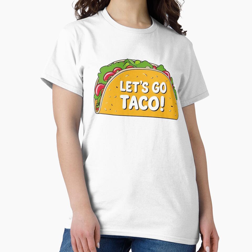 Let’s Go Taco – Funny Taco Cartoon with Food Pun – Kawaii Mexican Food Art by Dokak Shop