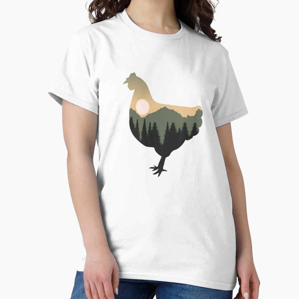chicken animal forest mountain sunset gift by alaechamlal