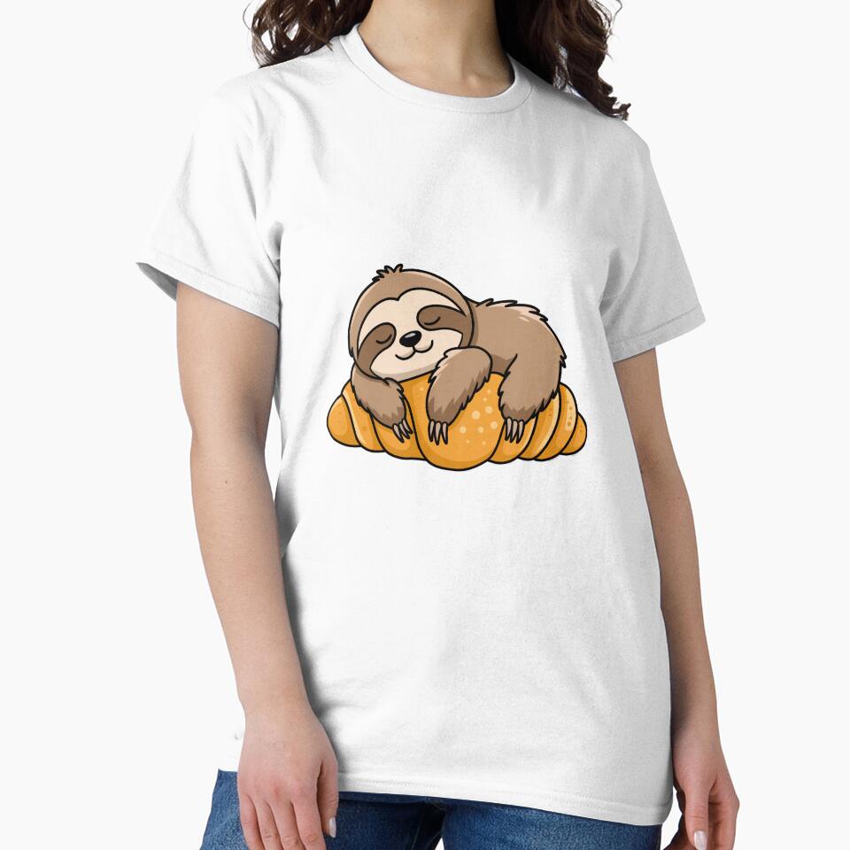sloth sleeping on croissant by jkrphoto