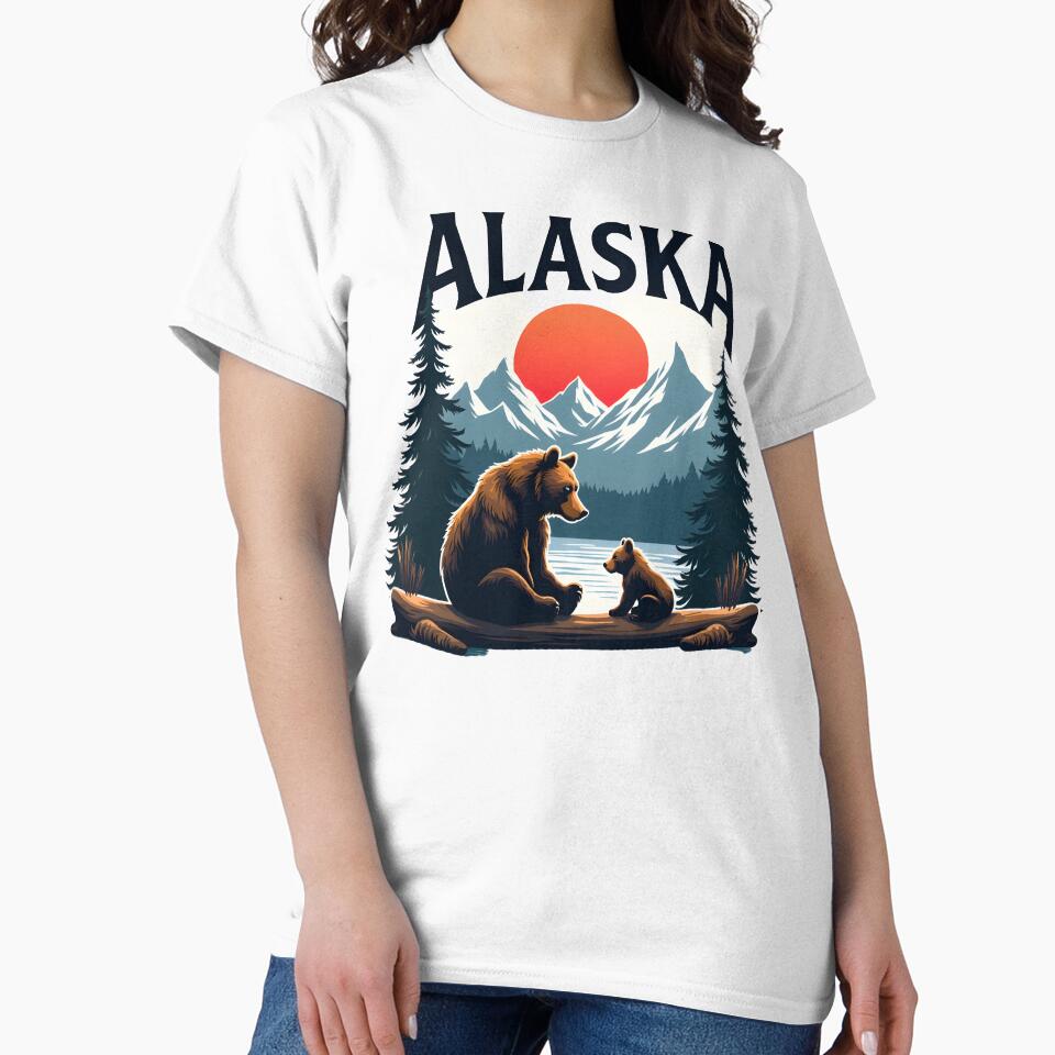 Alaska brown bear and baby bear by pixeldizajn