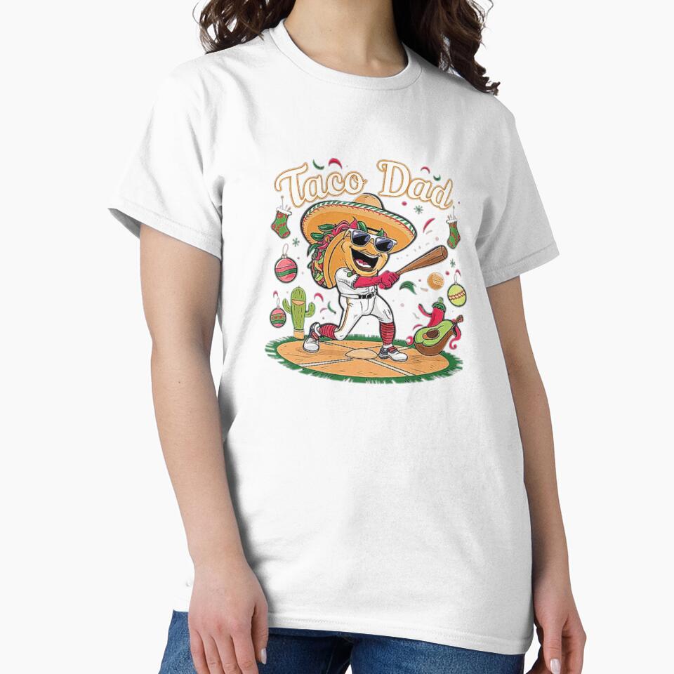 Taco Dad Hitting Baseball with Sombrero and Sunglasses by love3617
