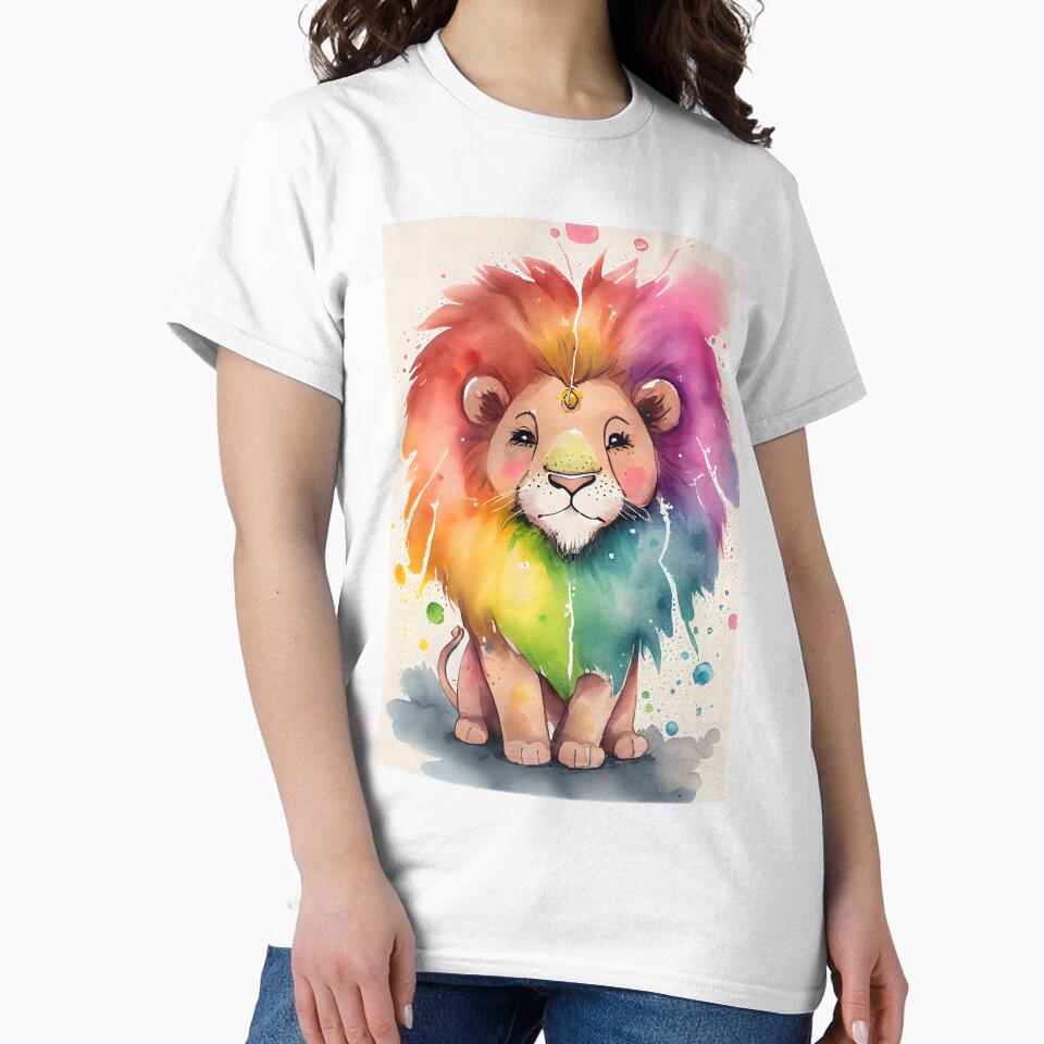 Happy Magical Kawaii Cute Lion Bright Rainbow Colors by ClairesPatterns