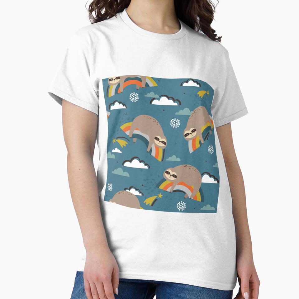 Vintage Sloth On Blue by ArtCreations79
