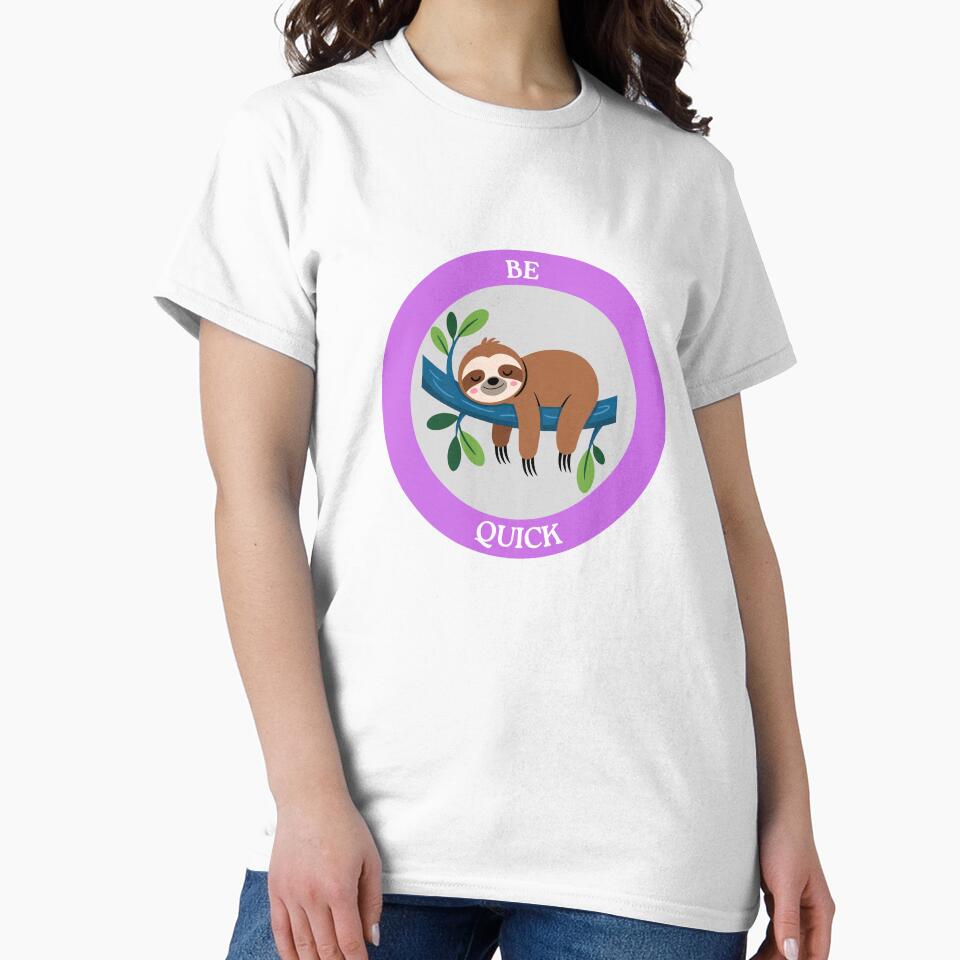 Be Quick Sloth - Sleeping Sloth on Branch Circle Art by Love3Happy
