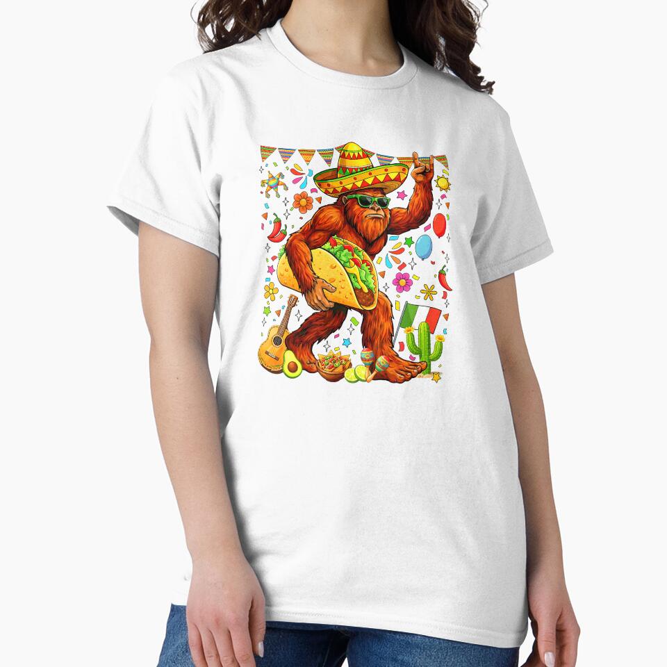 Funny Bigfoot Carrying Taco Cinco De Mayo by Le7yaStore