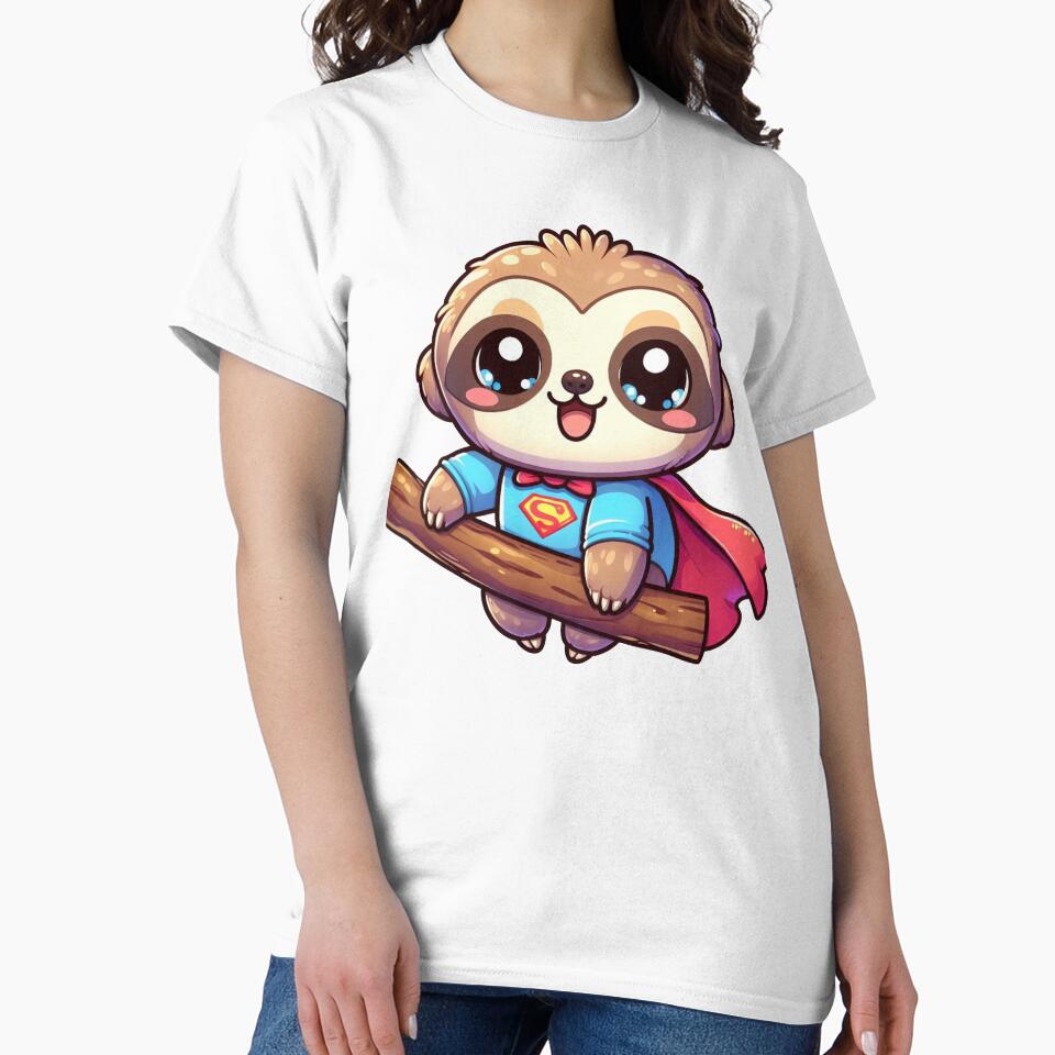 Cute Sloth in Super Suit – Kawaii Cartoon Animal Illustration by TwinklePallete