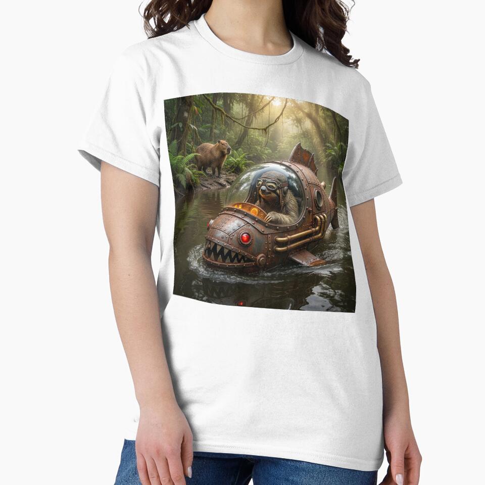 Sloth Cruises Amazon River in His Piranha Boat by Tridentulus