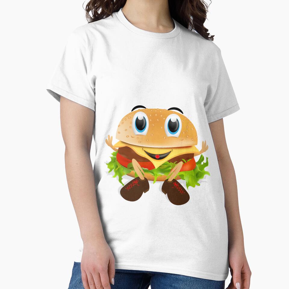 Kawaii Smiling Blue-Eyed Cheeseburger Funny Food Gift by CLC54
