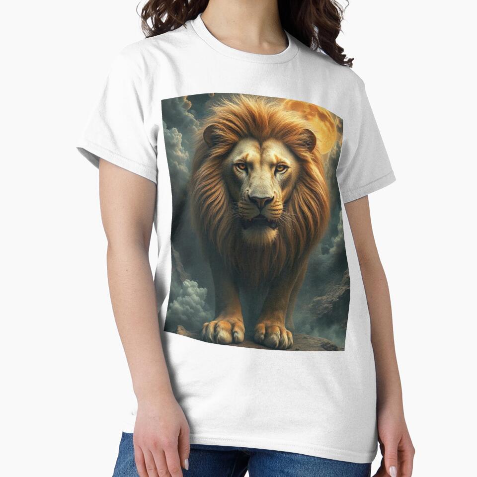 Majestic Lion Under the Moon – Fantasy Wildlife Wall Art, Regal Big Cat Poster by Bohospiritart