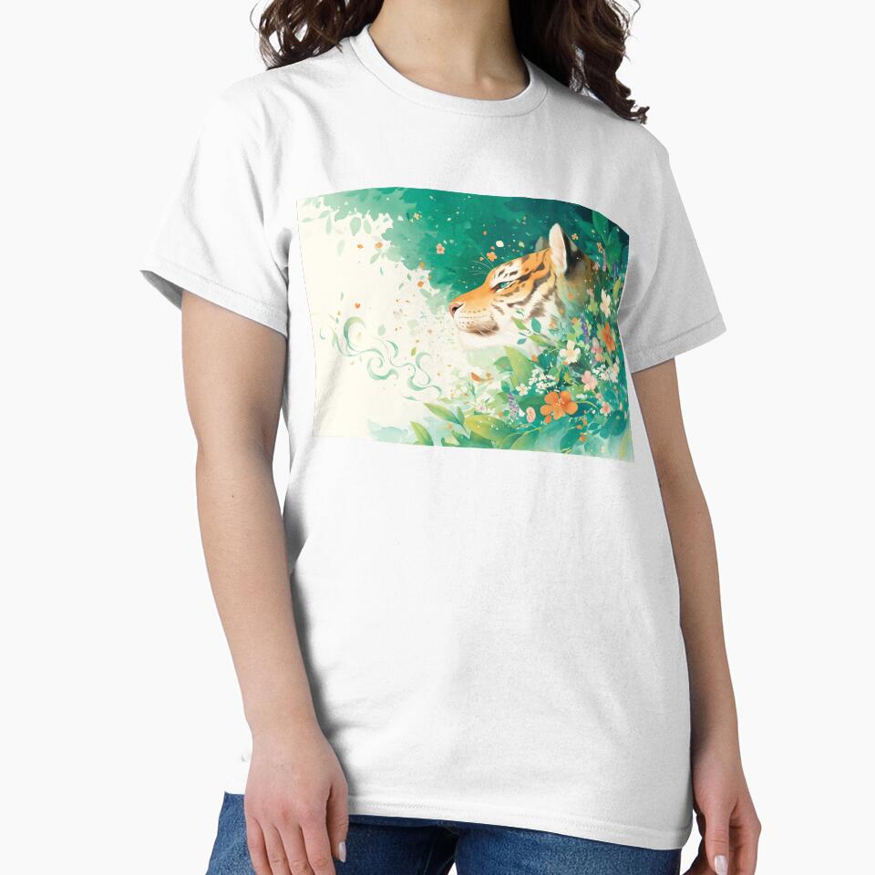 Tiger Amid Blossoms and Greenery by AshiraCreations