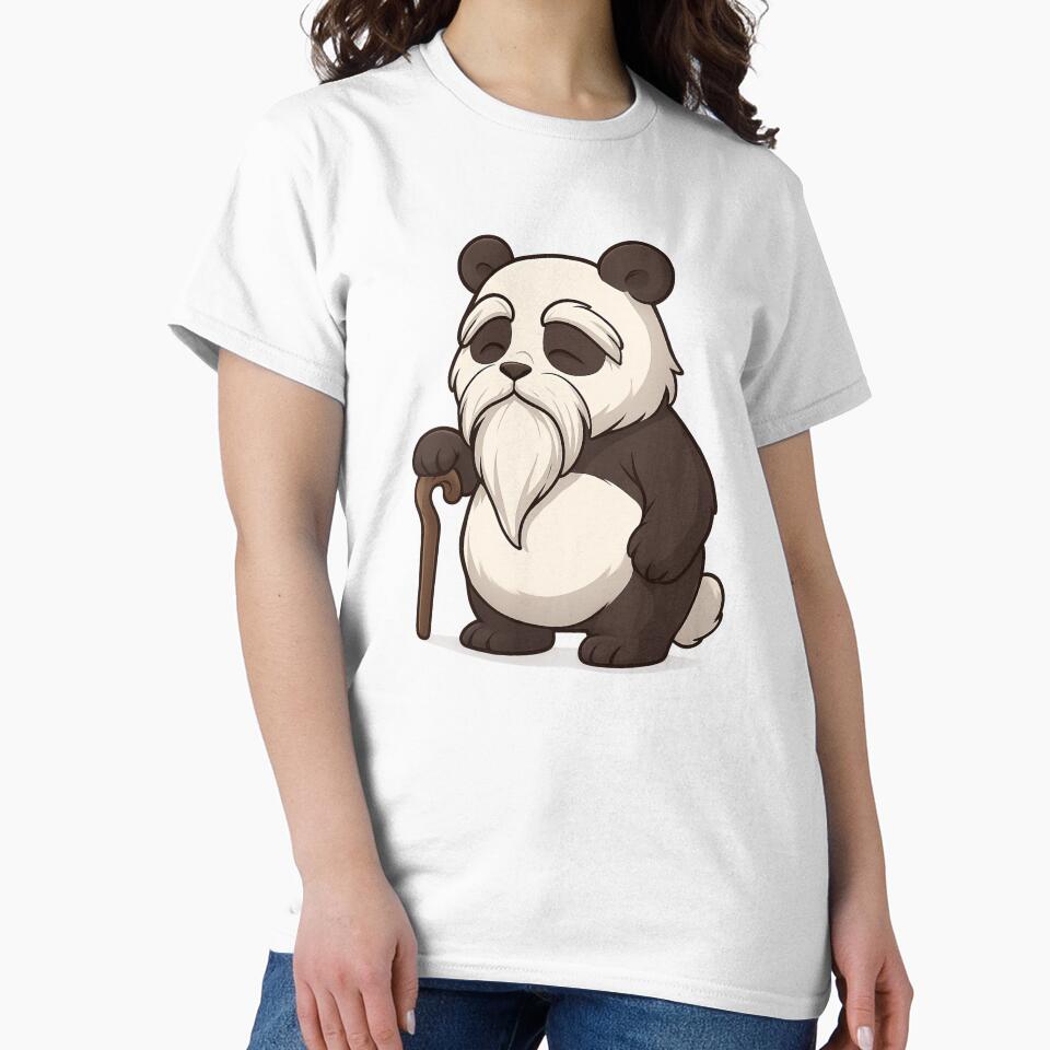 Wise Old Panda with Staff – Cute Chibi Style by Huiflourish