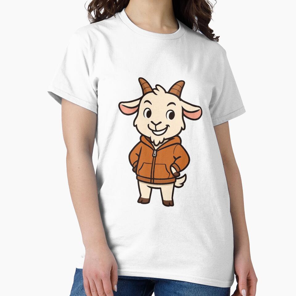 Playful Goat in Casual Hoodie – Cute Farm Animal Fashion Illustration by Confuzz1ed