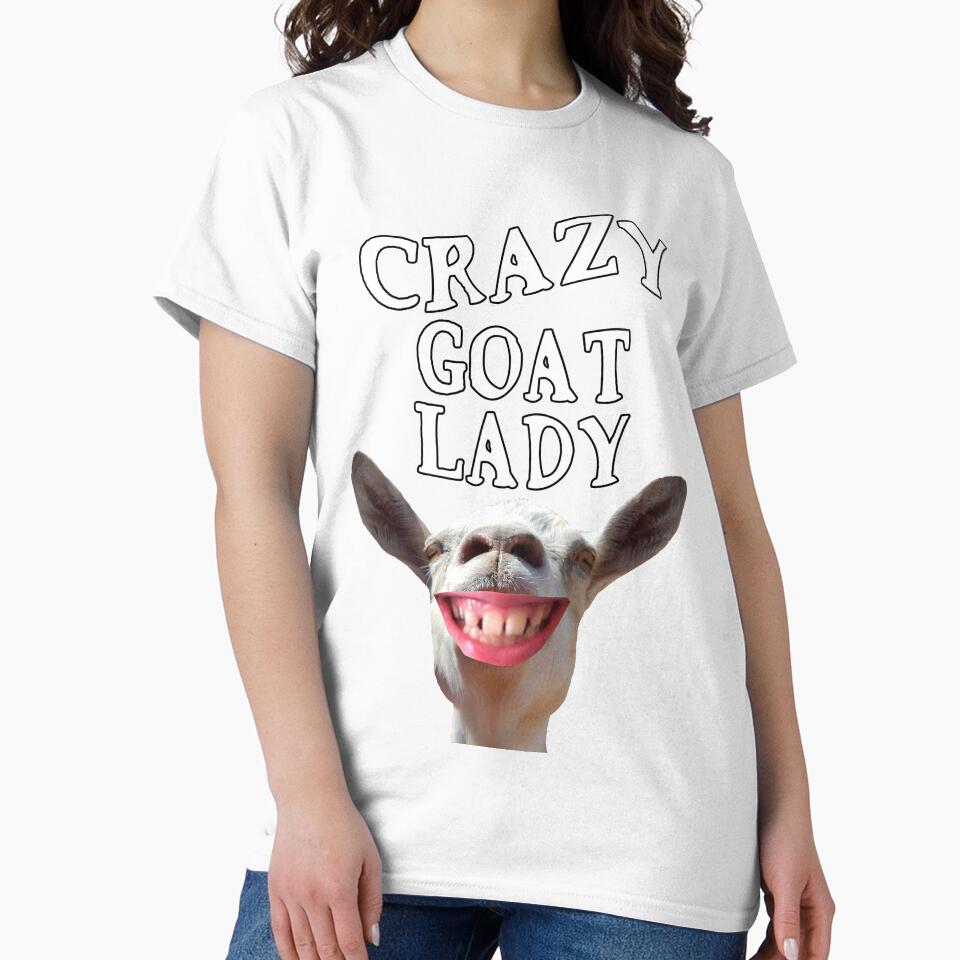 Crazy goat lady, smiling goat by Stephanie  Skeem
