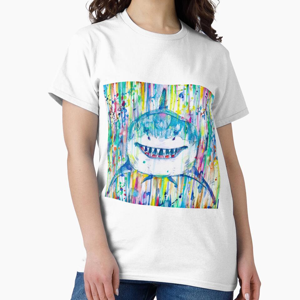 HAPPY SHARK - watercolor portrait by lautir