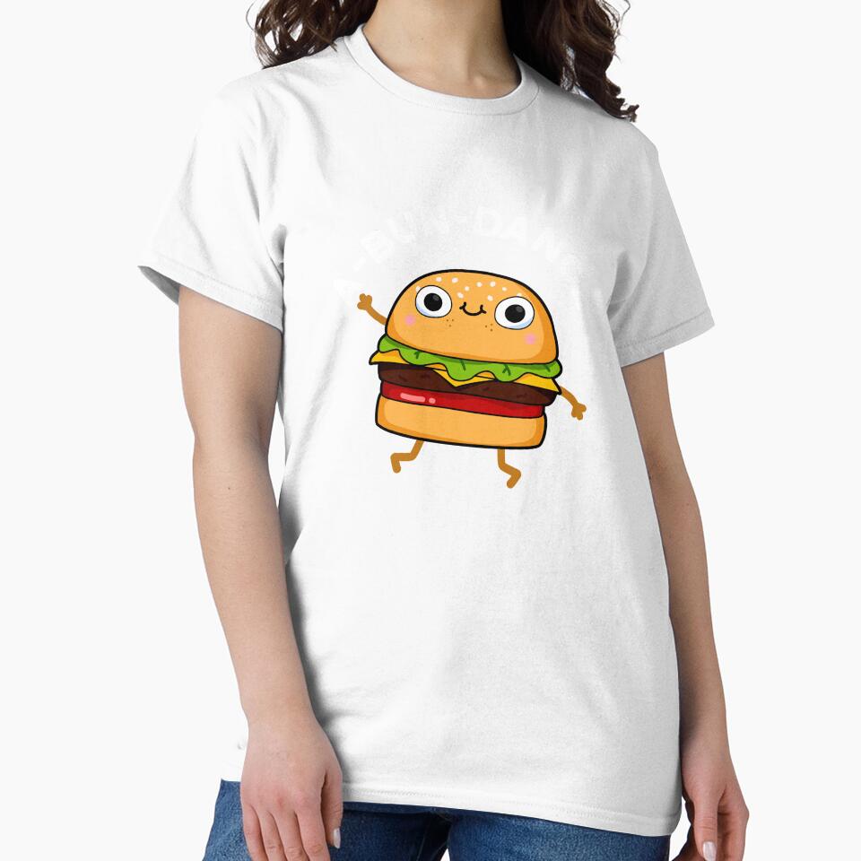 A-bun-dance Funny Dancing Burger Puns (Dark BG) by punnybone