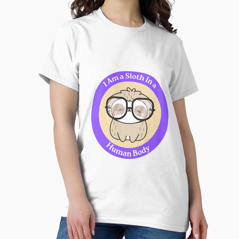 I Am a Sloth in a Human Body - Cute Sloth in Glasses Circle Sticker by Love3Happy