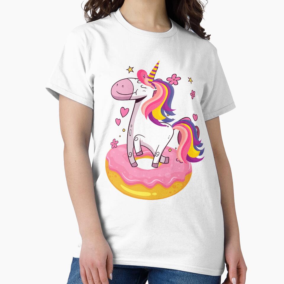 Rainbown Pastel Colors Unicorn Donut T-Shirt Funny Gift by chihai