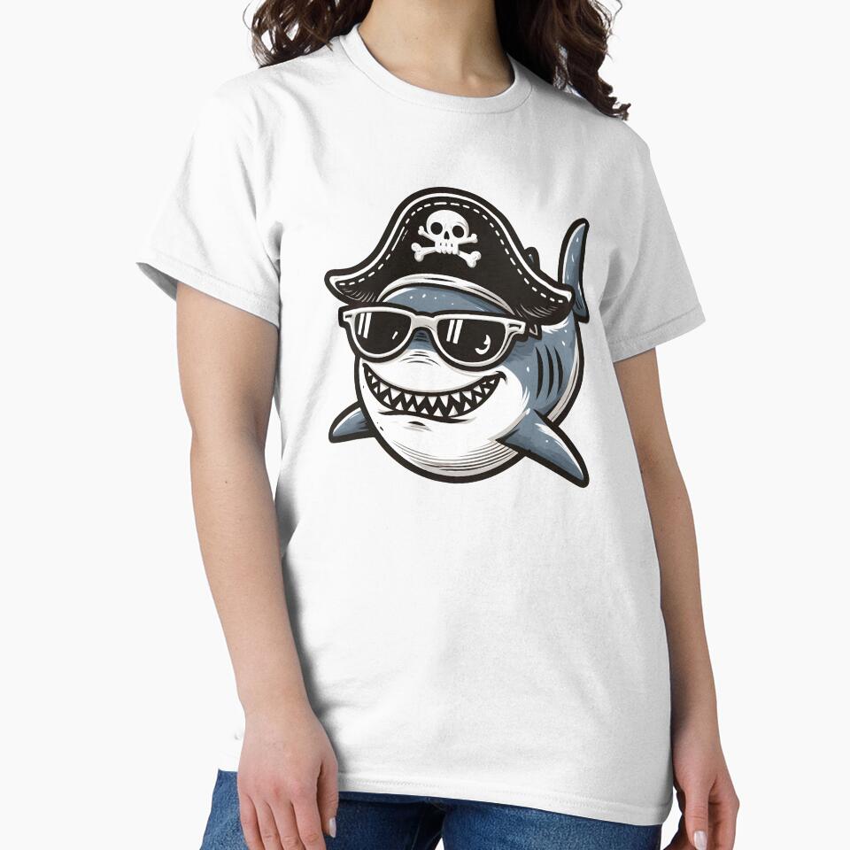 Funny Shark wearing a pirate hat by ArisaHong