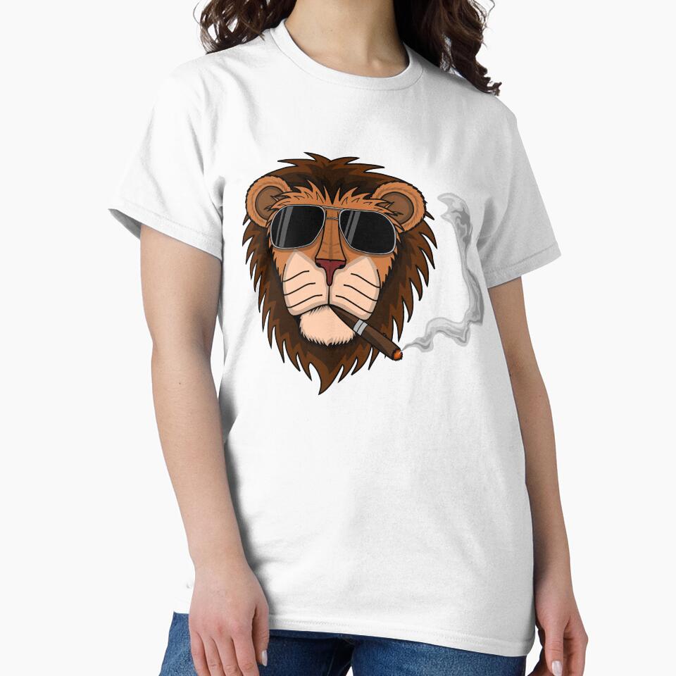 African lion head wearing glasses and smoking by BASTOFE