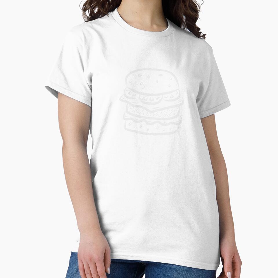 Simple Burger Outline Illustration | Graphic Art (White outline on dark background) by Floo-kee