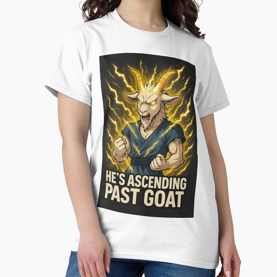 He’s Ascending Past Goat – Supercharged Battle Goat Parody Design by Bagelverse Studio