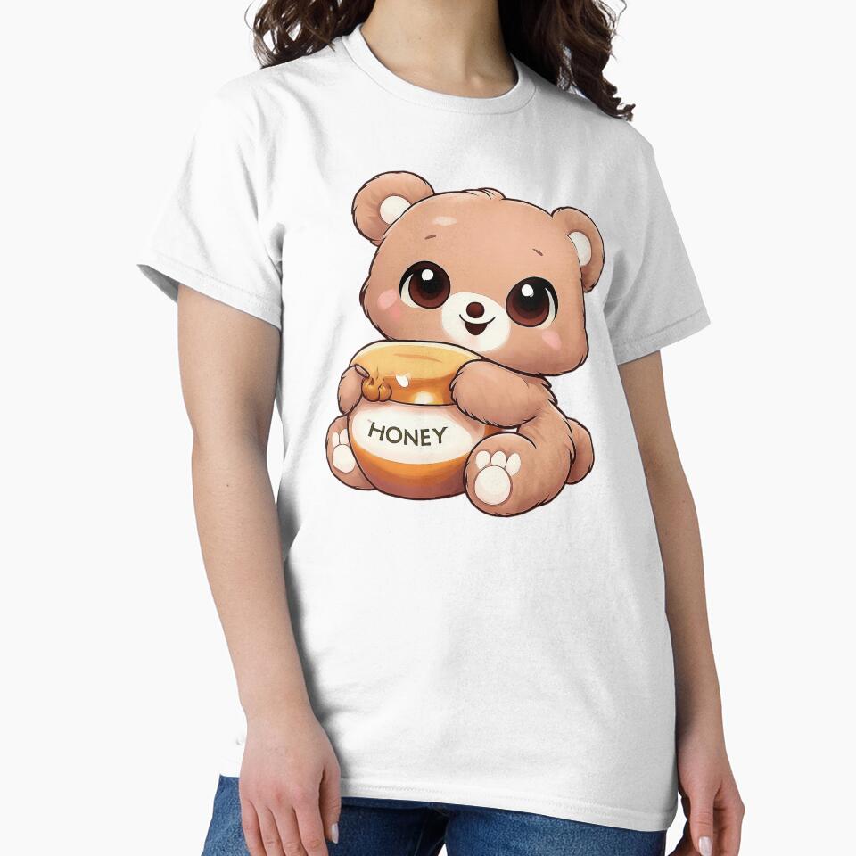 Cute Kawaii Bear with Honey Pot Sweet Teddy Sticker by DesignEG