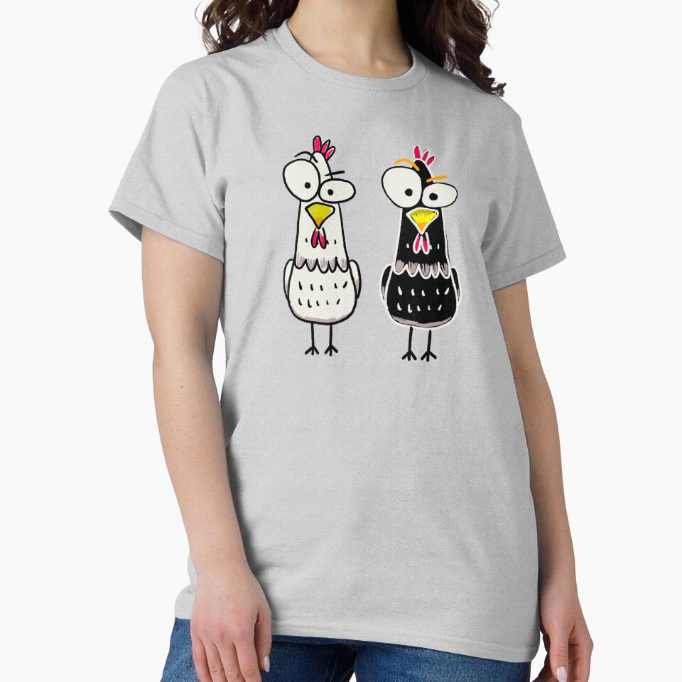 Chicken Society: Amazed Black and White Chickens by IdinDesignShop