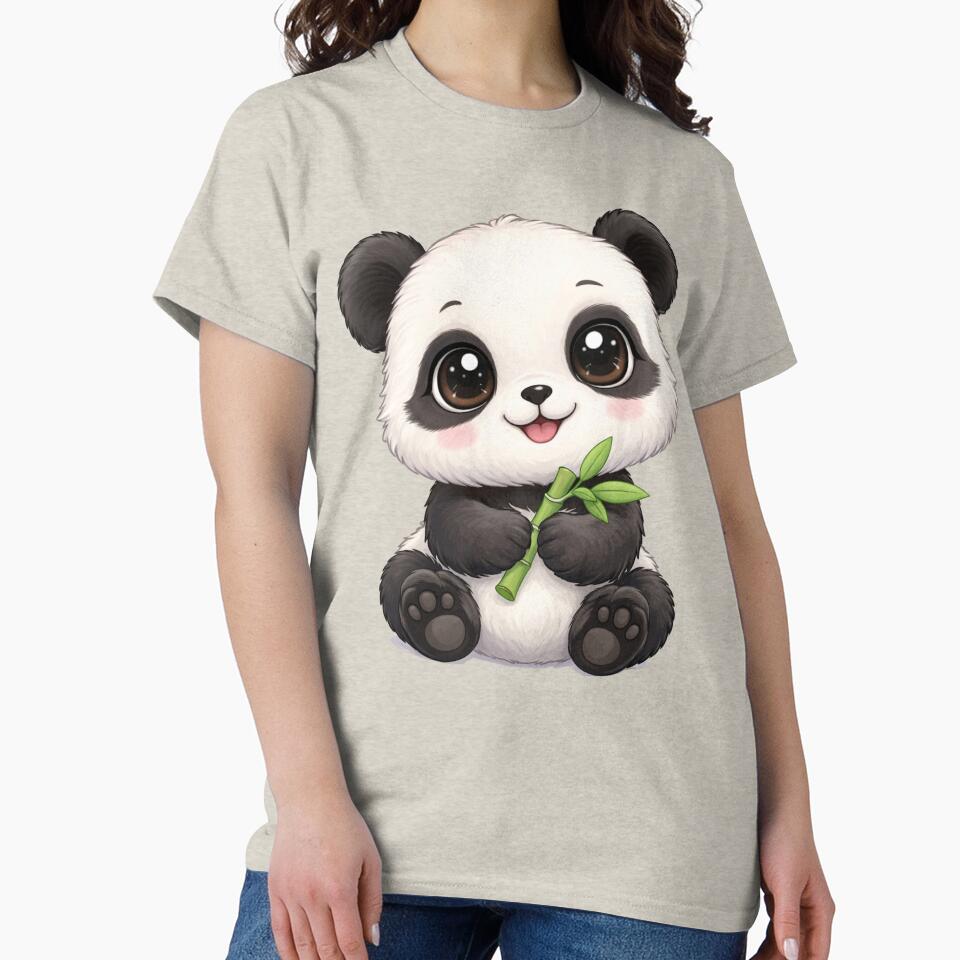 Kawaii Baby Panda with Bamboo – Cute Chibi Giant Panda Illustration by Nicole-Cherie