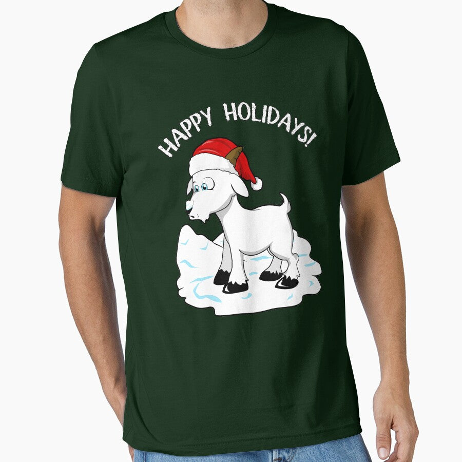 Christmas Goat TShirt | Happy Holidays by Inkbomb Press